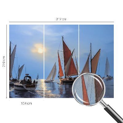 Nursery wall mural with a sailing adventure theme