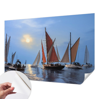 Nursery wall mural with a sailing adventure theme