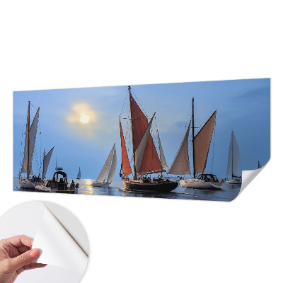 Nursery wall mural with a sailing adventure theme