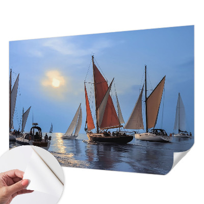 Nursery wall mural with a sailing adventure theme