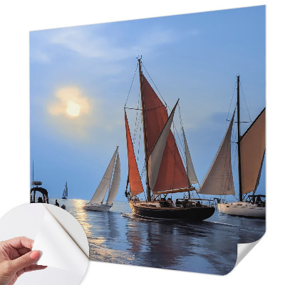 Nursery wall mural with a sailing adventure theme