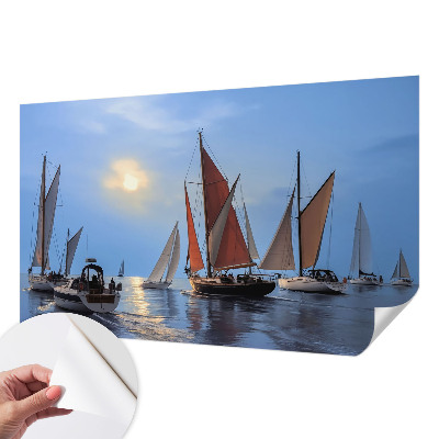 Nursery wall mural with a sailing adventure theme