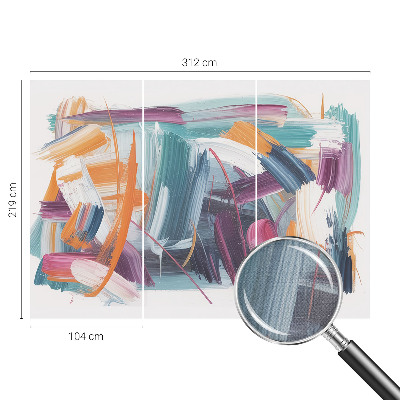 Stick-on wall mural with energetic brushstroke pattern