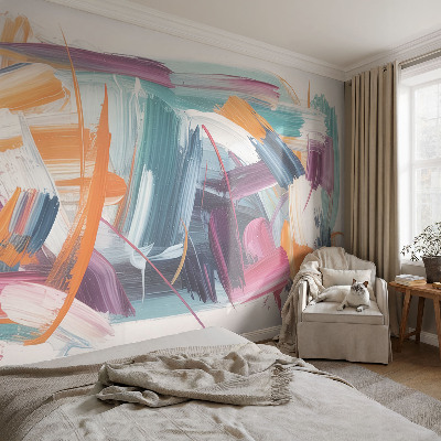 Stick-on wall mural with energetic brushstroke pattern