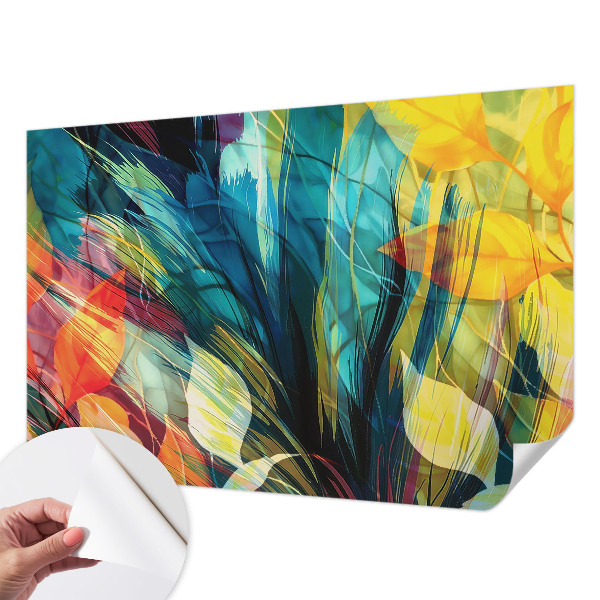 Peel and stick wall mural for bedroom Abstract leaves