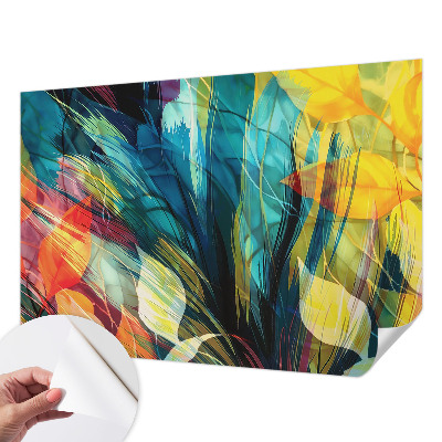 Peel and stick wall mural for bedroom Abstract leaves