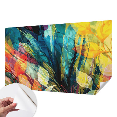 Peel and stick wall mural for bedroom Abstract leaves