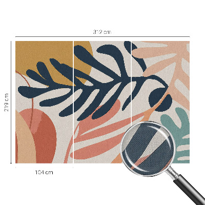 Peel and stick wall mural for living room with leafy pattern
