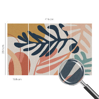 Peel and stick wall mural for living room with leafy pattern