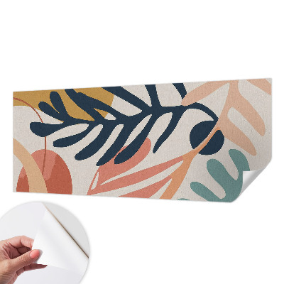 Peel and stick wall mural for living room with leafy pattern