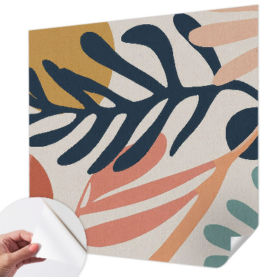 Peel and stick wall mural for living room with leafy pattern