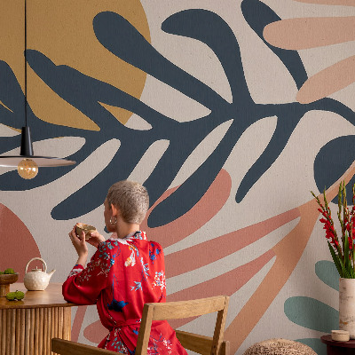 Peel and stick wall mural for living room Leafy patterns