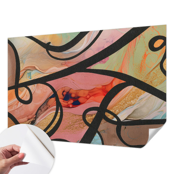 Removable wall mural with a colorful movement design