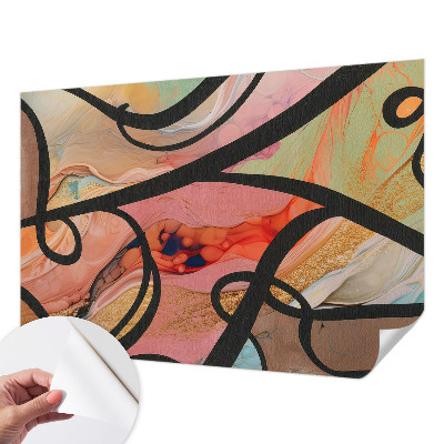 Removable wall mural with a colorful movement design