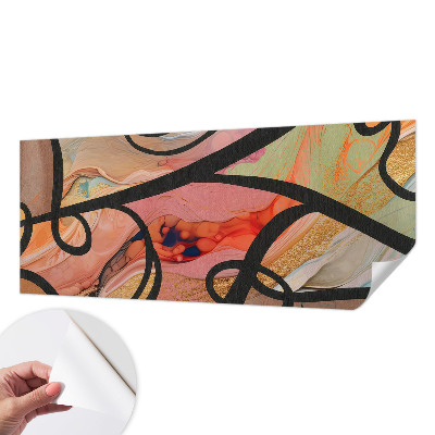 Removable wall mural with a colorful movement design