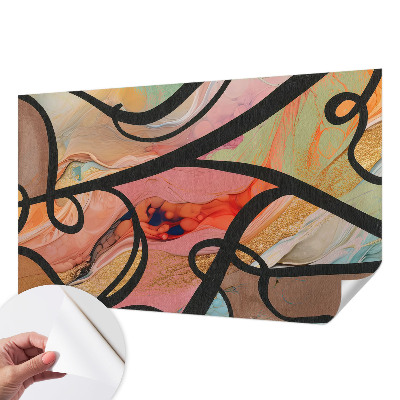 Removable wall mural with a colorful movement design