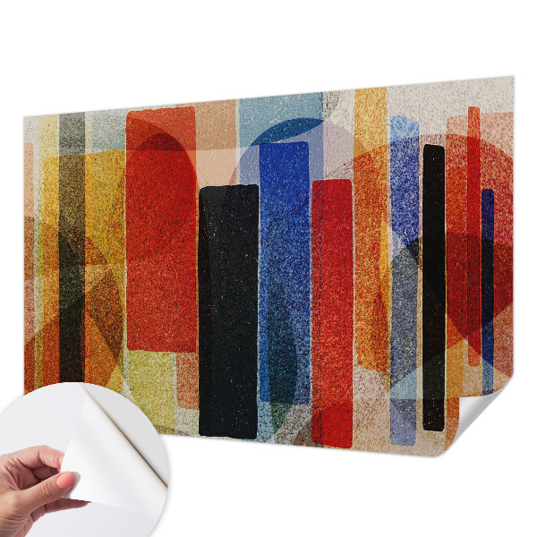 Removable wall mural wallpaper with a geometric forms design