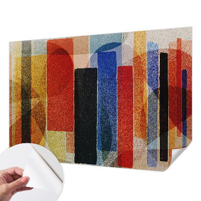 Removable wall mural wallpaper with a geometric forms design