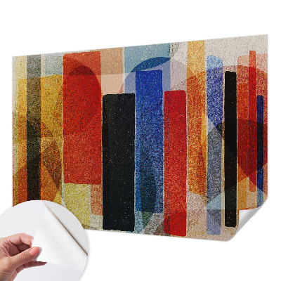 Removable wall mural wallpaper with a geometric forms design