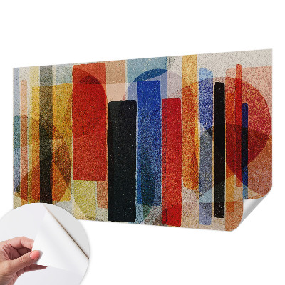 Removable wall mural wallpaper with a geometric forms design