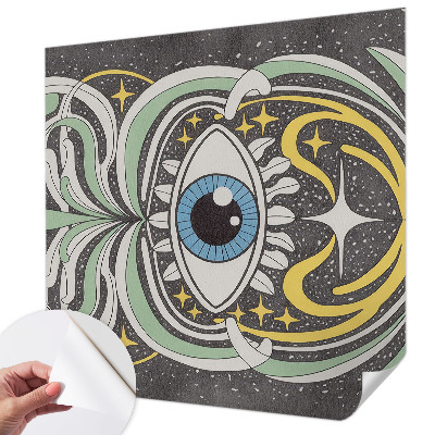 3D photo wallpaper mural with a symmetrical eye design