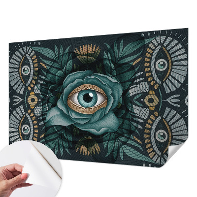 Nursery wall mural with a floral eye motif