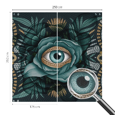 Nursery wall mural with a floral eye motif