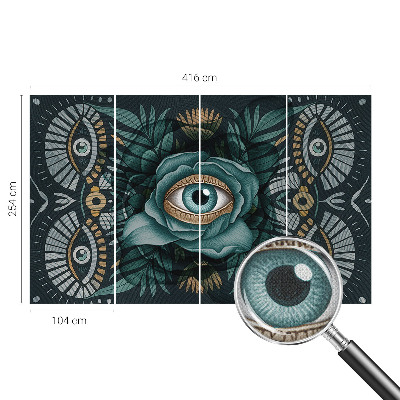 Nursery wall mural with a floral eye motif