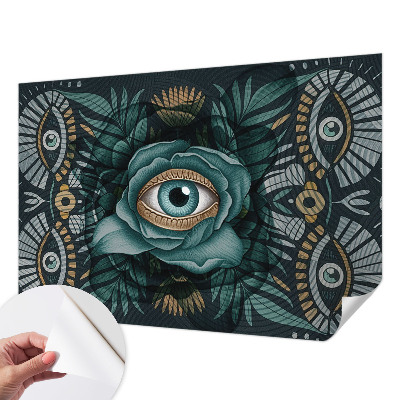 Nursery wall mural with a floral eye motif