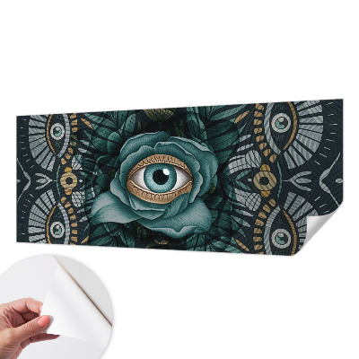 Nursery wall mural with a floral eye motif