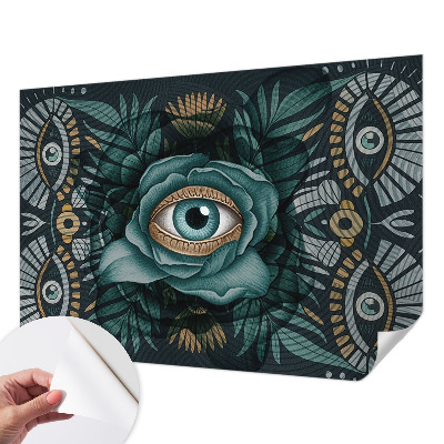 Nursery wall mural with a floral eye motif