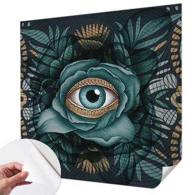 Nursery wall mural with a floral eye motif