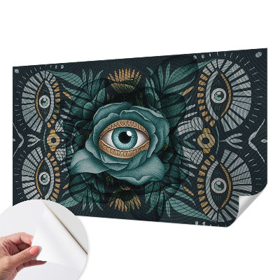 Nursery wall mural with a floral eye motif