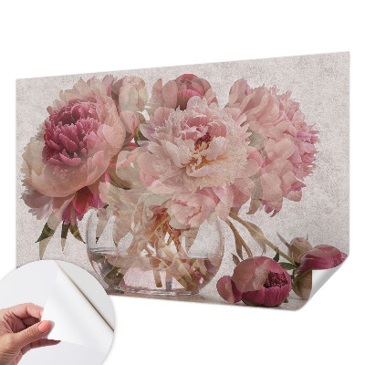 Children's wall mural with a peony charm design