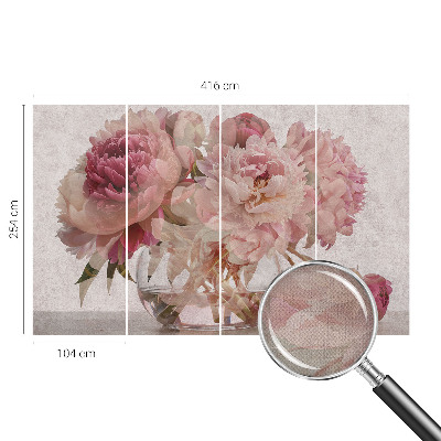 Children's wall mural with a peony charm design