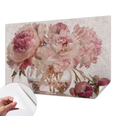 Children's wall mural with a peony charm design