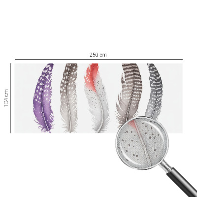 Baby room wall mural with a patterned feather design