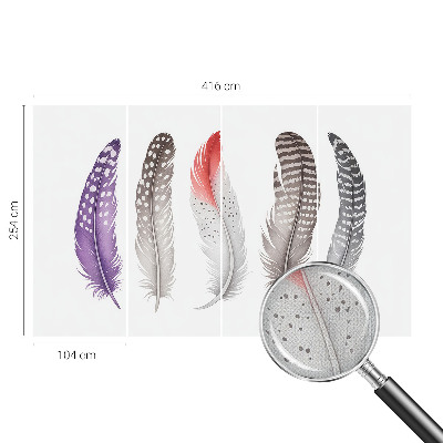 Baby room wall mural with a patterned feather design
