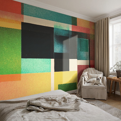 Peel and stick wallpaper mural featuring a geometric abstraction design