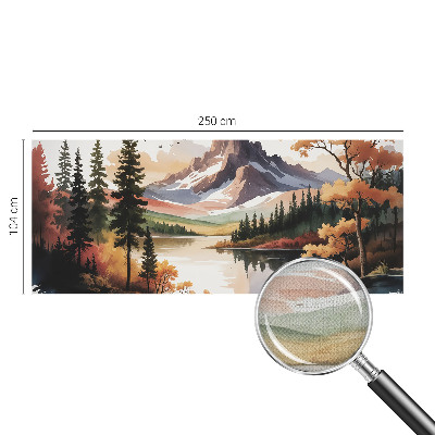 Self-adhesive wall mural featuring an autumn mountain scene