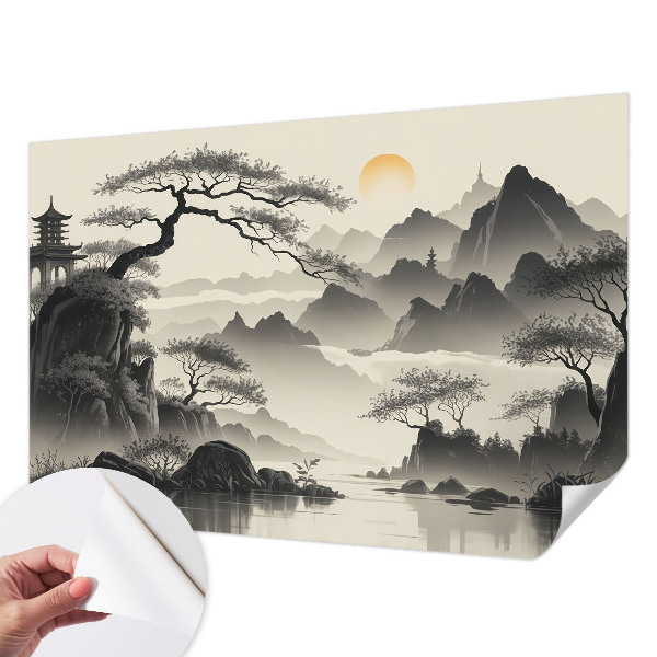 Self-adhesive photo wallpaper with an eastern landscape design