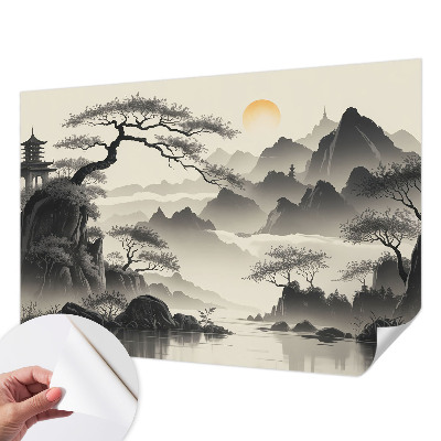 Self-adhesive photo wallpaper with an eastern landscape design