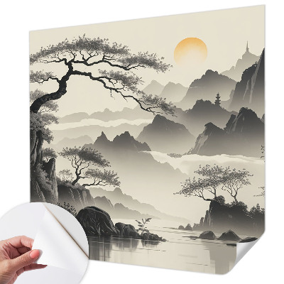 Self-adhesive photo wallpaper with an eastern landscape design