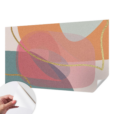 Peel and stick wall mural for living room with a colorful shapes design