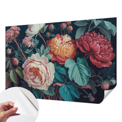 Peel and stick wall mural for kids' room with colorful flower illustrations