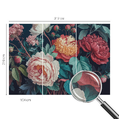 Peel and stick wall mural for kids' room with colorful flower illustrations