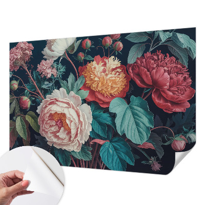 Peel and stick wall mural for kids' room with colorful flower illustrations