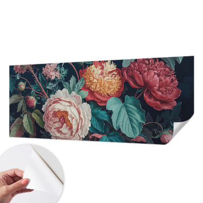 Peel and stick wall mural for kids' room with colorful flower illustrations