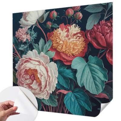 Peel and stick wall mural for kids' room with colorful flower illustrations