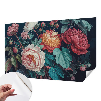 Peel and stick wall mural for kids' room with colorful flower illustrations